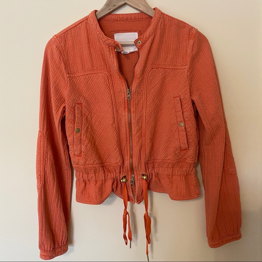 Anthropologie Joyce Coral Moto Jacket Small